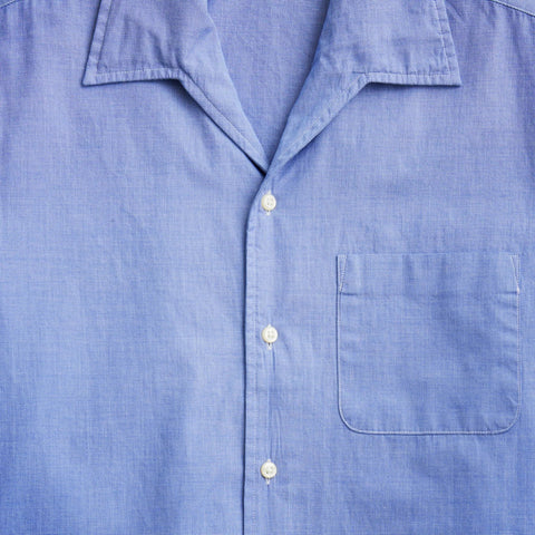 Short-sleeve Secret Wash cotton poplin camp-collar shirt