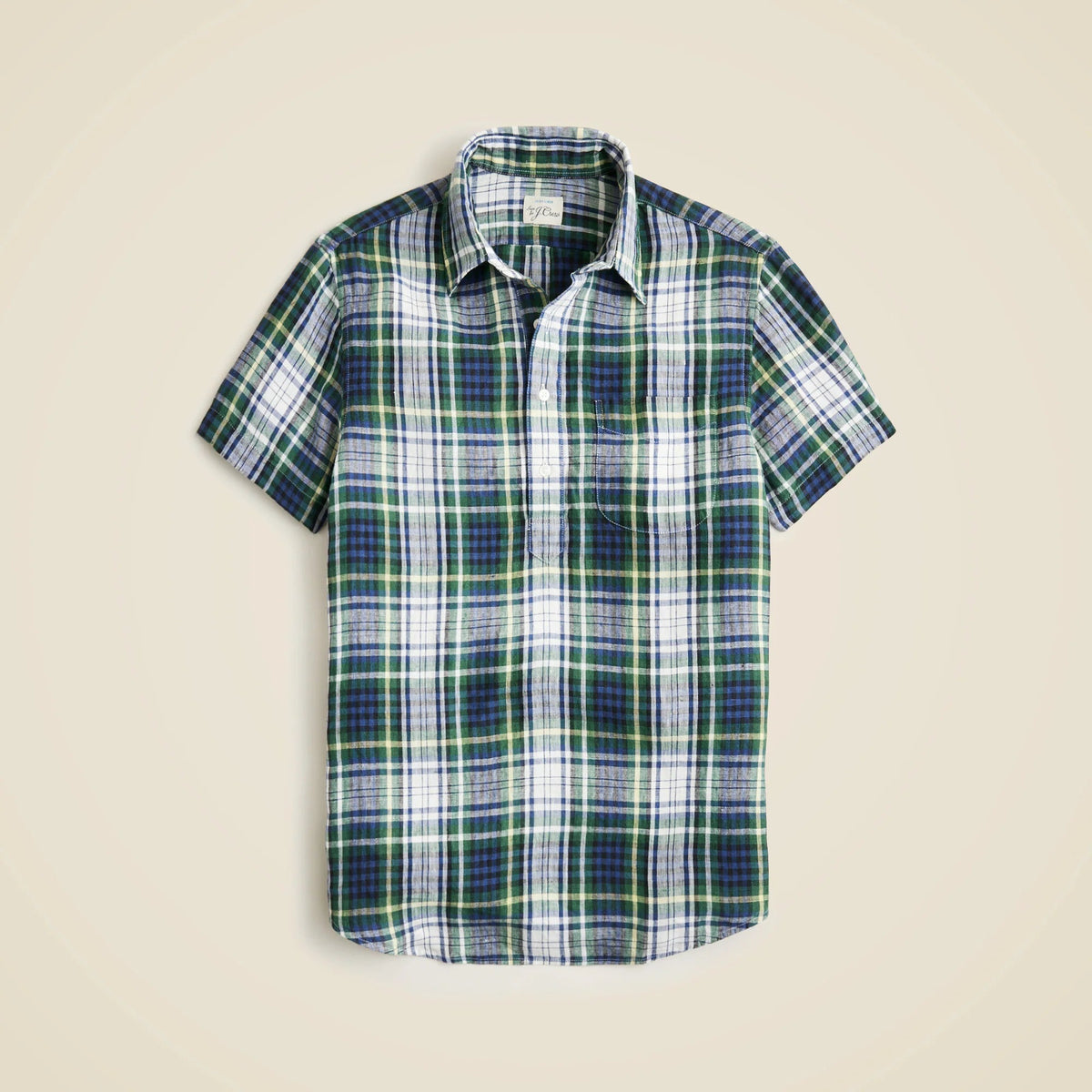 Short-sleeve Baird McNutt Irish linen popover shirt