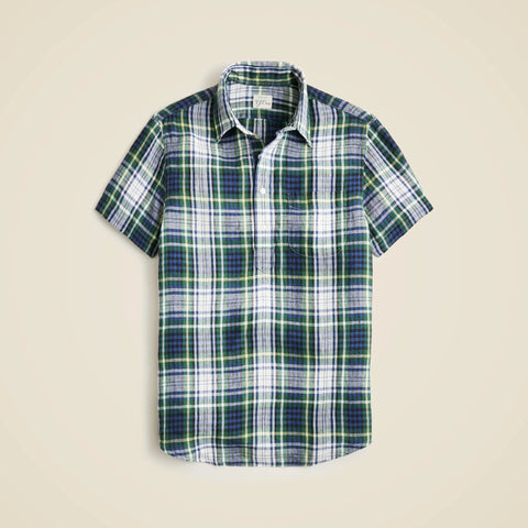 Short-sleeve Baird McNutt Irish linen popover shirt