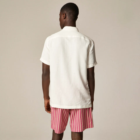 Short-sleeve viscose-linen blend shirt