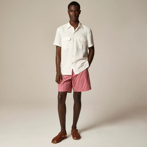 Short-sleeve viscose-linen blend shirt