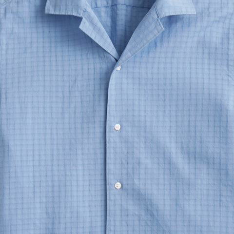 Short-sleeve cotton dobby camp-collar shirt