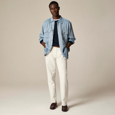 Two-pocket herringbone workshirt in TENCEL™ lyocell-linen blend