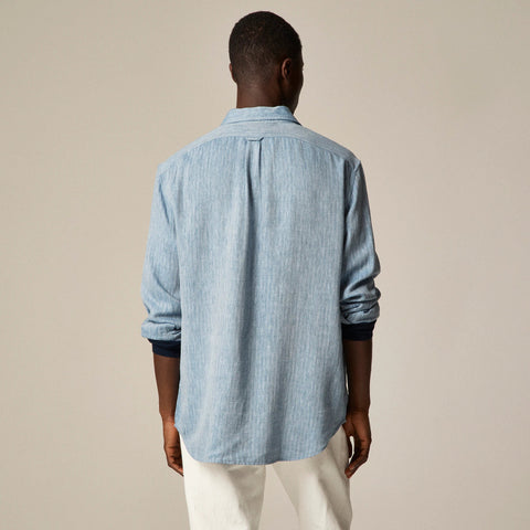 Two-pocket herringbone workshirt in TENCEL™ lyocell-linen blend