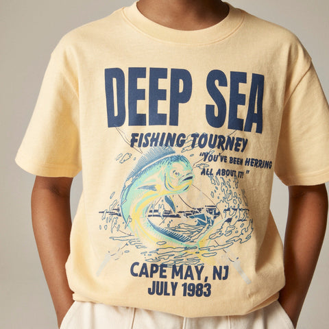 Kids' short-sleeve "Deep sea fishing" graphic T-shirt