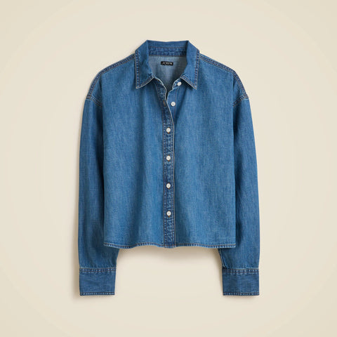 Étienne cropped button-up shirt in chambray