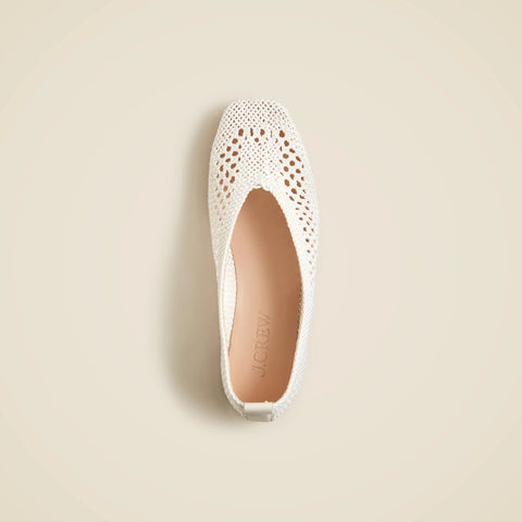 Square-toe crochet ballet flats