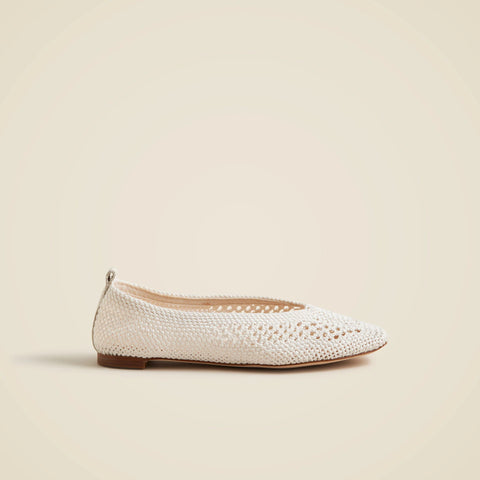 Square-toe crochet ballet flats