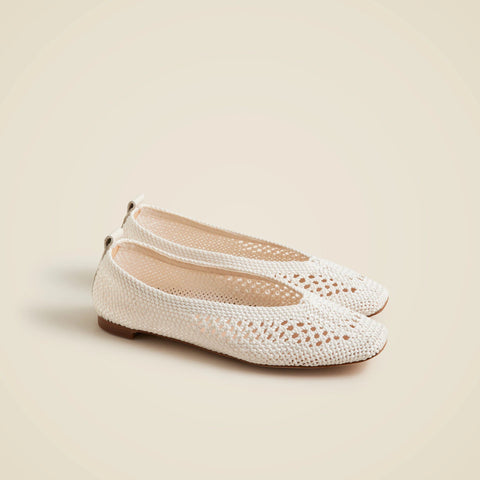 Square-toe crochet ballet flats