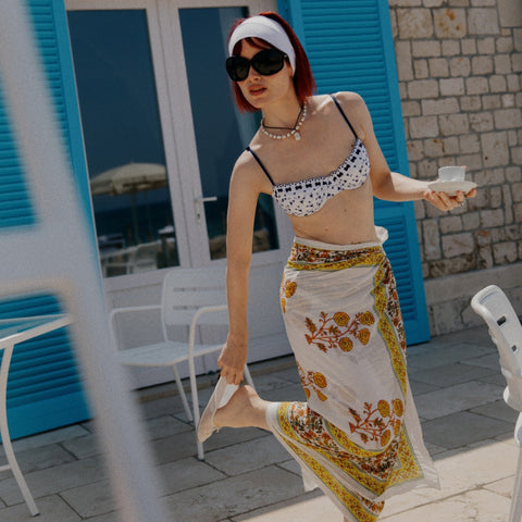 Eyelet balconette underwire bikini top with ribbon trim