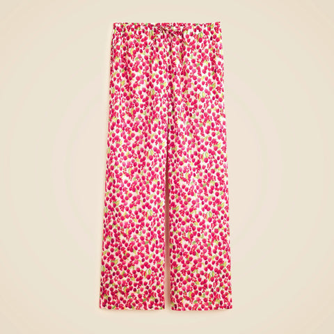 Cotton voile beach pant in raspberry print