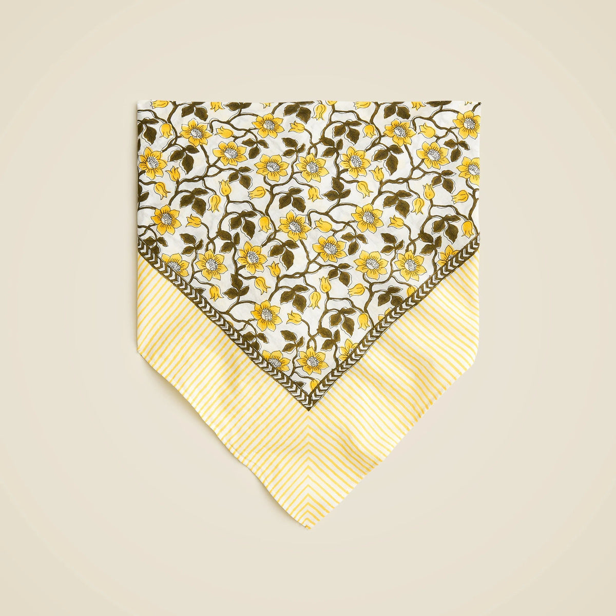 Cotton voile bandana top in daffodil daze block print