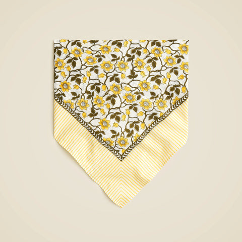 Cotton voile bandana top in daffodil daze block print