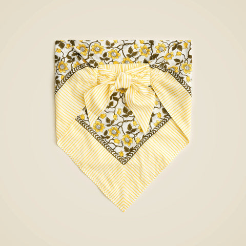 Cotton voile bandana top in daffodil daze block print