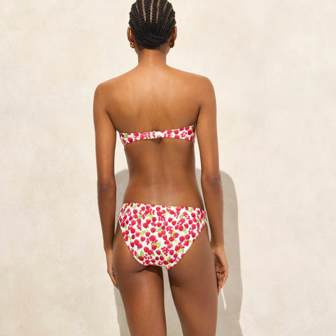 Mira bandeau bikini top in raspberry print