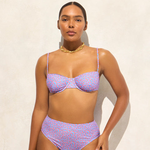 Balconette underwire bikini top in summer fields print