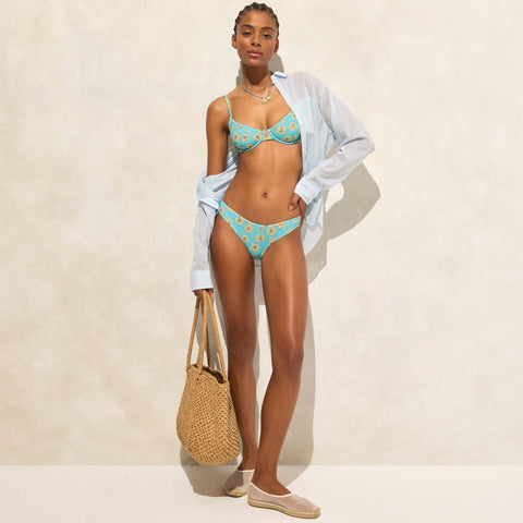 Ronnie bikini bottom in retro daisy print
