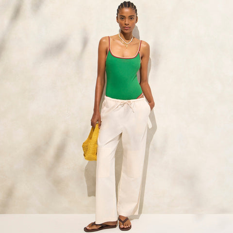 Crochet-trim scoopback one-piece swimsuit