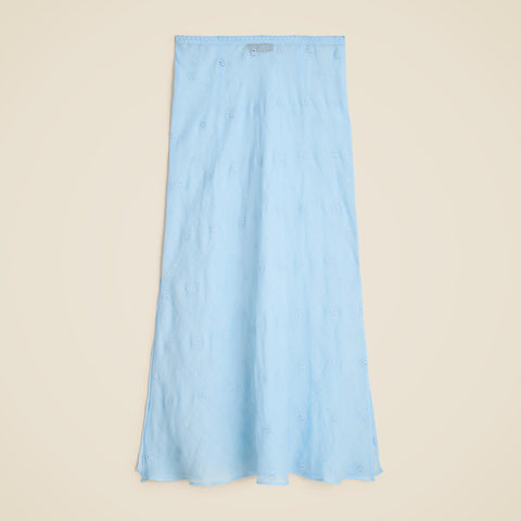 Eyelet slip skirt in ramie