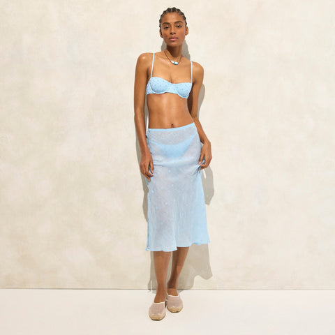 Eyelet slip skirt in ramie