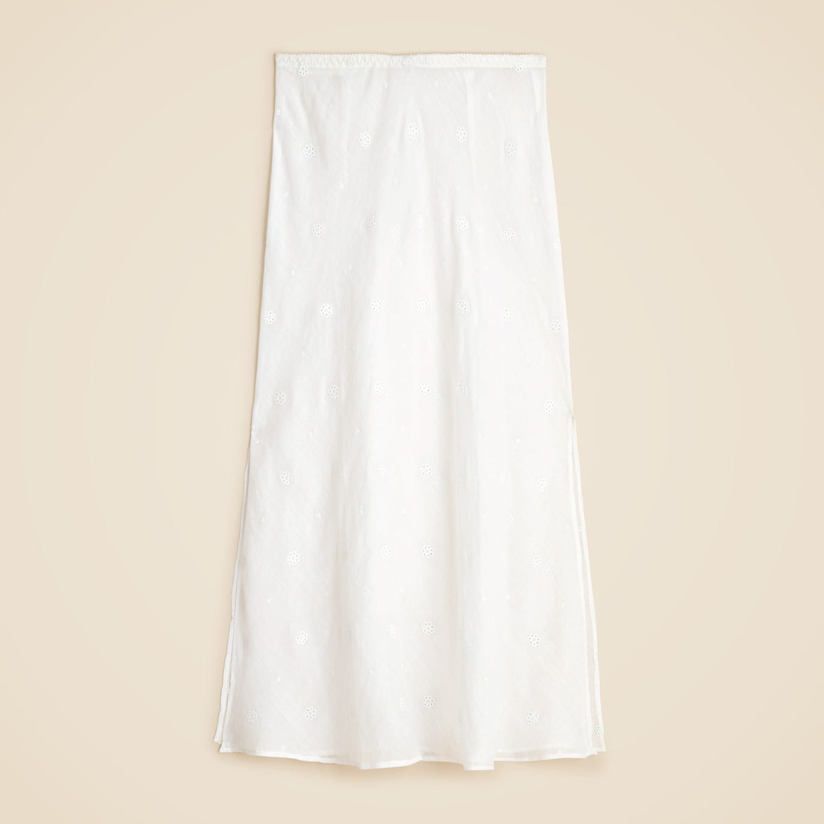 Eyelet slip skirt in ramie