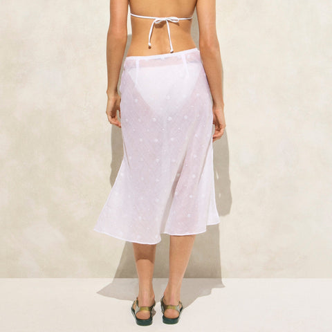 Eyelet slip skirt in ramie