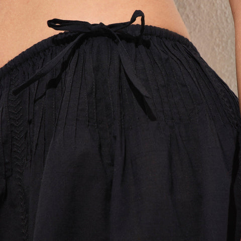 Embroidered side-tie mini skirt