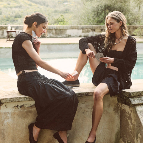 Embroidered side-tie mini skirt