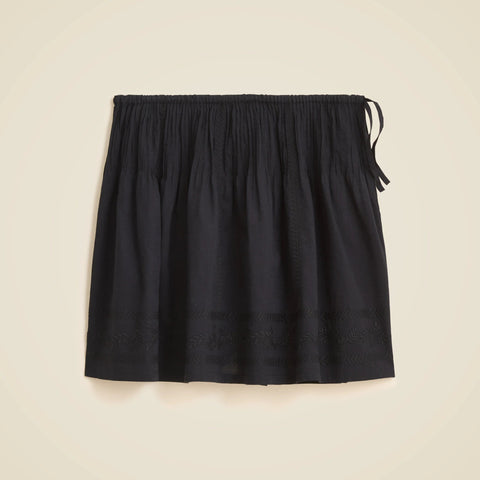 Embroidered side-tie mini skirt