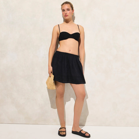 Embroidered side-tie mini skirt