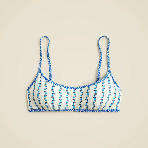 Scoopneck bikini top in floral-stripe print