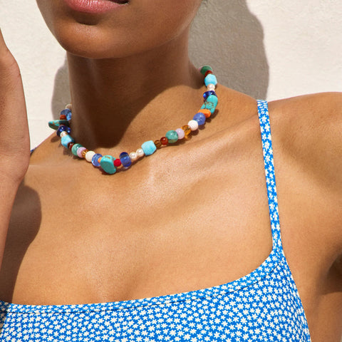 Scoopback one-piece swimsuit in floral-stripe print