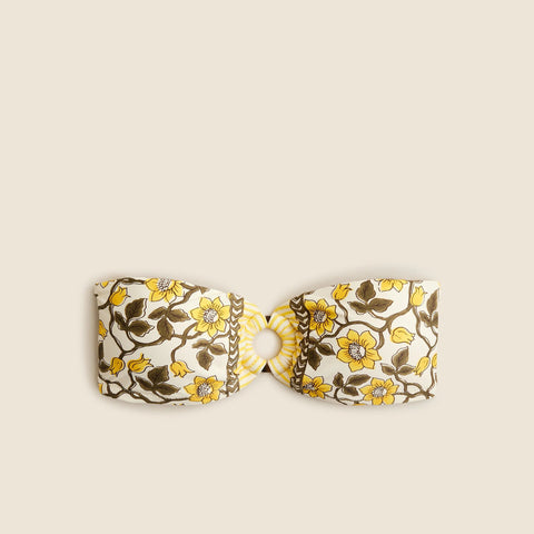 O-ring bandeau bikini top in daffodil daze block print