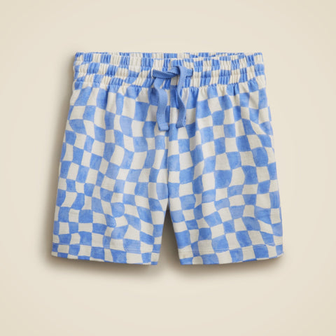 Kids' lightweight cotton pull-on short in checkerboard