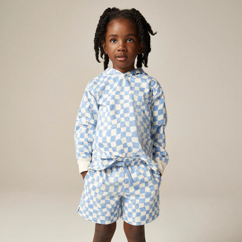 Kids' lightweight cotton pull-on short in checkerboard