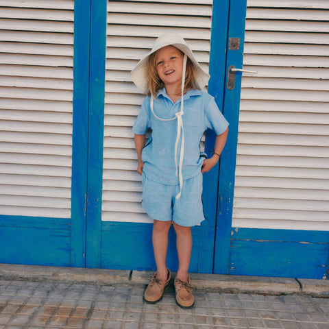 Kids' side-stripe pull-on short in towel terry