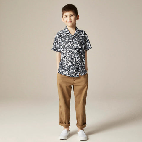 Kids' short-sleeve camp shirt in prints