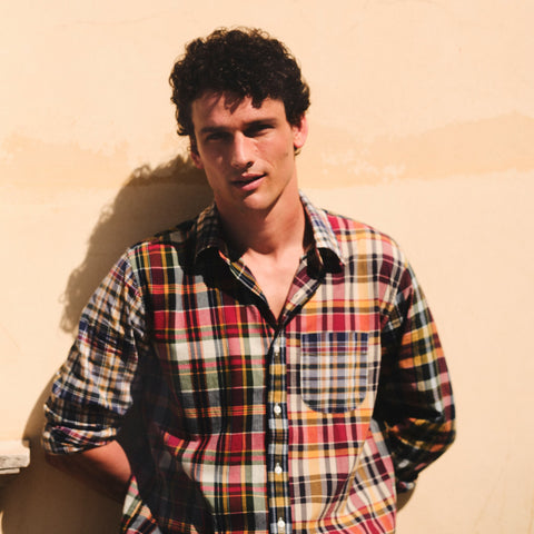 Indian madras shirt in patchwork plaid