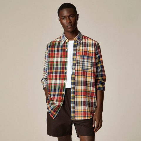 Indian madras shirt in patchwork plaid