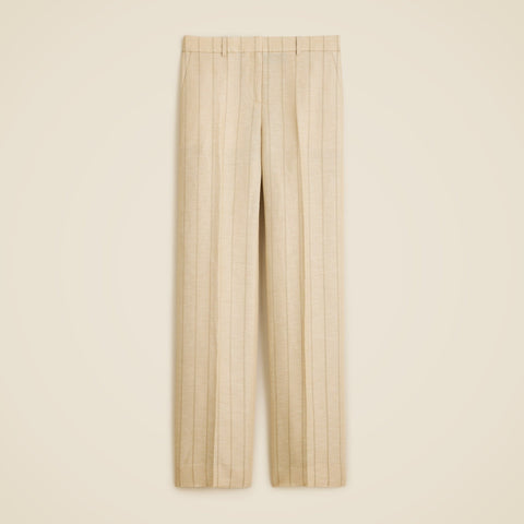 Wide-leg trouser in striped linen blend