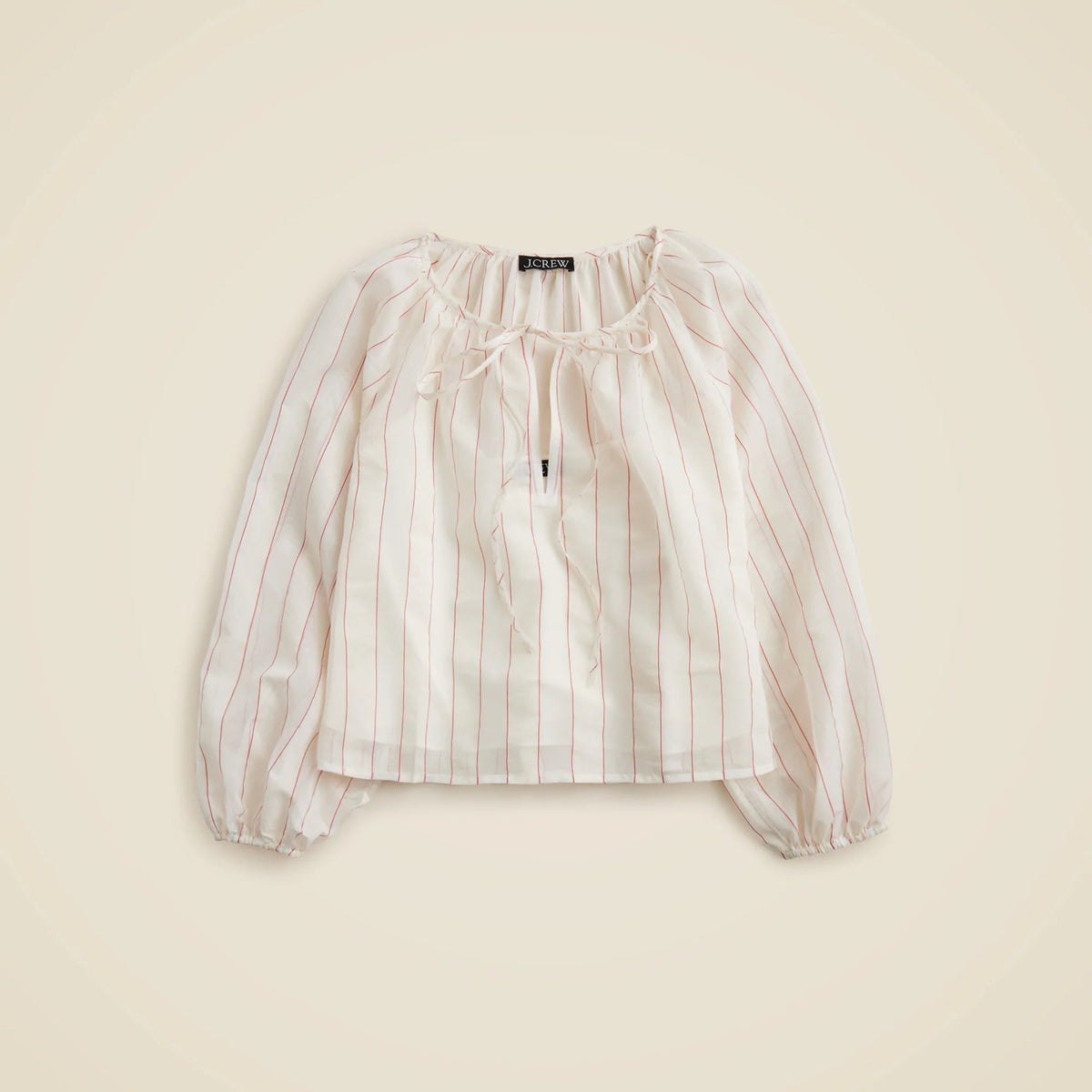 Tie-front popover top in dobby satin