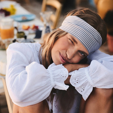 Scallop-trim tie-front top in ramie