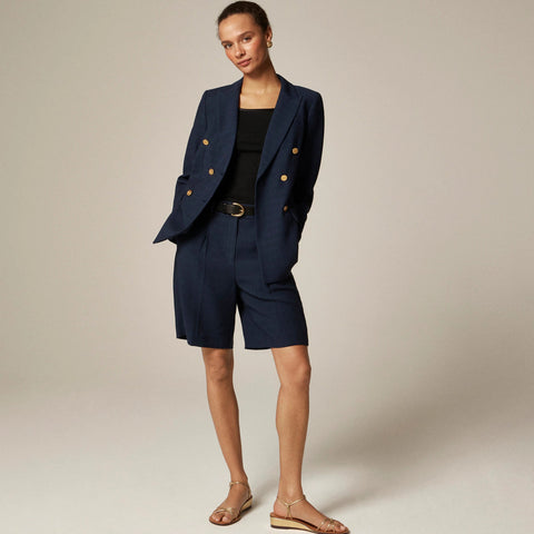 Pleated trouser short in luster canvas