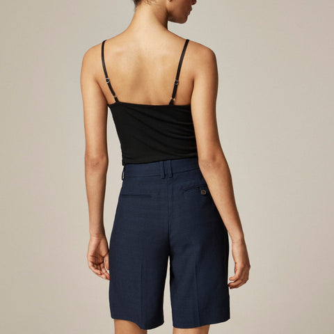 Pleated trouser short in luster canvas