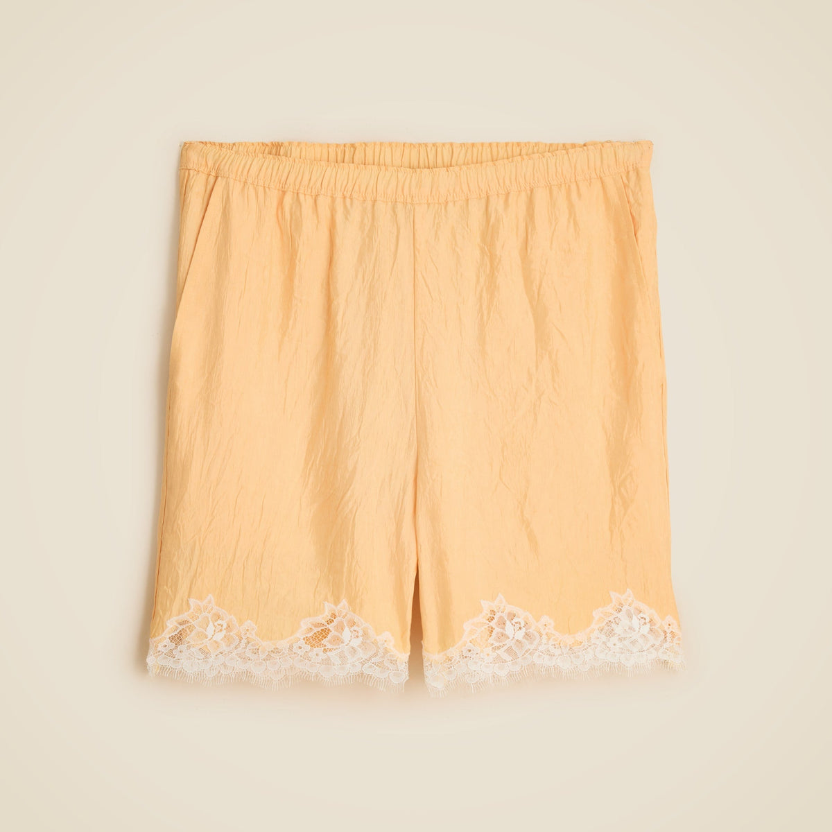 5" Stratus lace-trim short in textured satin