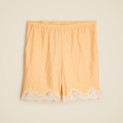 5" Stratus lace-trim short in textured satin