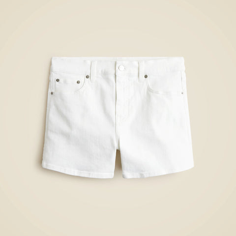 High-rise white denim short
