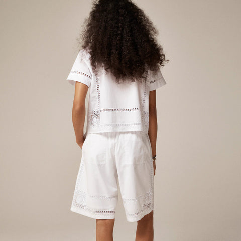 Soleil eyelet-trim short