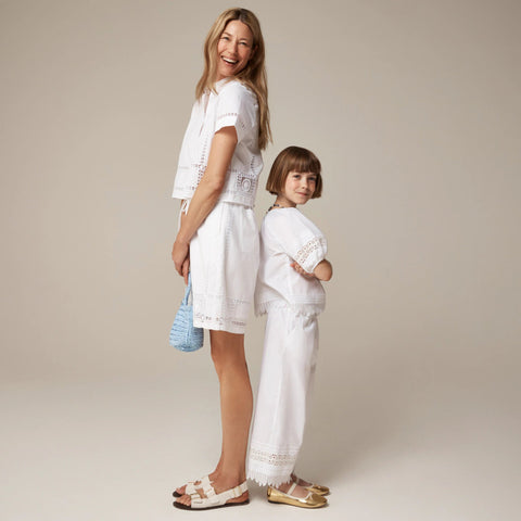 Soleil eyelet-trim short