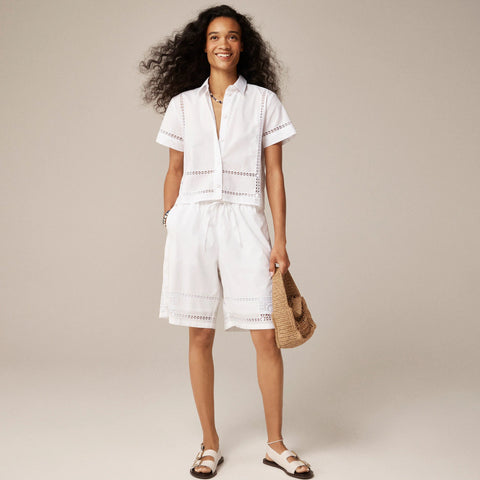 Soleil eyelet-trim short